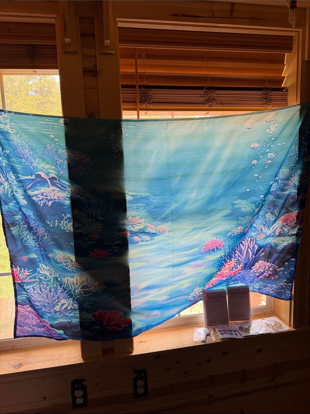 Ocean Party Decoration Set Coral Print Beach Tapestry - Blue & Teal